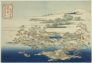 Dźwięk wiatru w sosnach w Ryuto (Ryuto shoto), z serii „Osiem widoków na wyspy Ryukyu (Ryukyu hakkei)” autorstwa Katsushika Hokusai
