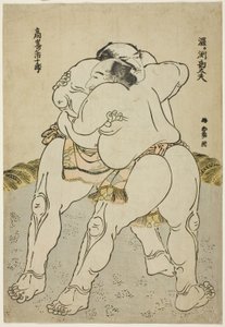 Tesumo Wresters Uzugaen Kandayu Draft d Kazuki Takasaki autorstwa Katsushika Hokusai