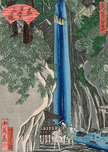 Wodospad (drzeworyt kolorowy) autorstwa Katsushika Hokusai