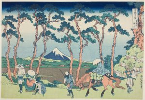 Tokaido Hodogaya, from the series "Thirty-six Views of Mount Fuji (Fugaku sanjurokkei)" autorstwa Katsushika Hokusai