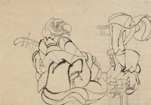 Dwa szkice: dama grająca w samisen i dama tyłem do obserwatora..., koniec XVIII-początek XIX wieku. autorstwa Katsushika Hokusai