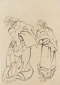 Dwie kobiety, koniec XVIII-początek XIX wieku. autorstwa Katsushika Hokusai