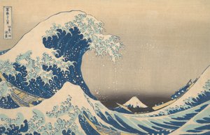 Under the Wave off Kanagawa Kanagawa oki nami ura, znana również jako Wielka Fala, ..., ca. 1830-32. autorstwa Katsushika Hokusai