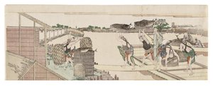 Rozładunek bonito przeznaczonego na rynek autorstwa Katsushika Hokusai