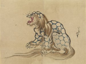 Bez tytułu, ok. 1890 (odbitka drzeworytnicza, tusz i kolor na papierze) autorstwa Katsushika Hokusai