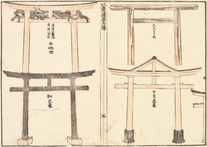 Różne rodzaje łuków torii autorstwa Katsushika Hokusai