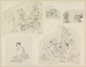 Pięć reprezentacji osób w różnych sytuacjach autorstwa Katsushika Hokusai