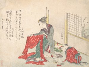Kobieca tkanina składana, koniec XVIII-początek XIX wieku. autorstwa Katsushika Hokusai