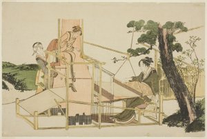 Kobiety tkające na krośnie autorstwa Katsushika Hokusai
