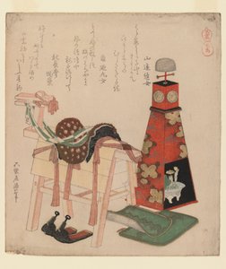 Koń drewniany, z serii Konie, 1822 (drewnodruk, surimono) autorstwa Katsushika Hokusai