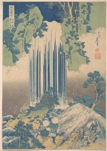 Wodospad Yōrō w prowincji Mino (Mino no Yōrō no taki), z serii „Podróż po wodospadach różnych prowincji” (Shokoku taki meguri) autorstwa Katsushika Hokusai
