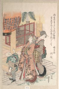 Młode kobiety odwiedzające świątynię sintoistyczną autorstwa Katsushika Hokusai