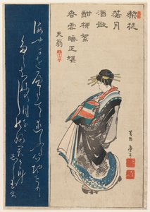 Portret kurtyzany, 1853 (kolorowy drzeworyt) autorstwa Katsushika II Taito