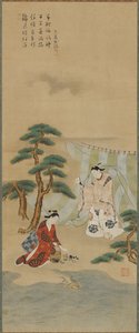 Młody mężczyzna i młoda kobieta nad brzegiem morza, okres Edo, 1615-1868. autorstwa Kawamata Tsuneyuki