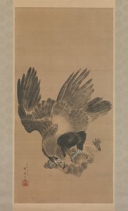 Orzeł atakujący małpę, 1885. autorstwa Kawanabe Kyosai