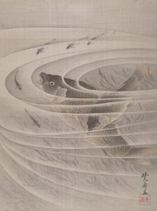 Ryba w Whirlpool, ca. 1887. autorstwa Kawanabe Kyosai