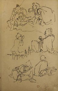 Szkice wschodnioazjatyckich postaci legendarnych, koniec XIX wieku. autorstwa Kawanabe Kyosai