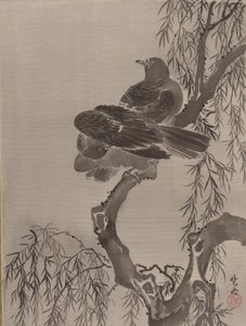 Dwa ptaki na gałęzi, ca. 1887. autorstwa Kawanabe Kyosai