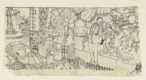 Mężczyzna żegna się z dzieckiem autorstwa Kawanabe Kyôsai (attributed to)