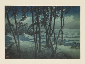 Hinomisaki, Izumo, z cyklu „Pamiątki z podróży, seria trzecia” autorstwa Kawase Hasui