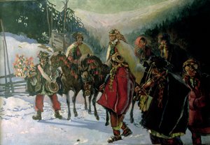 Ślub huculski, 1909 autorstwa Kazimierz Sichulski