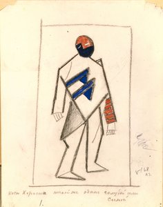 Chórzysta. Projekt kostiumu do opery Zwycięstwo nad słońcem według A. Kruchenycha, 1913 autorstwa Kazimir Severinovich Malevich