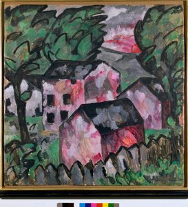 Pejzaż z czerwonymi domami Obraz Kazimierza Siewierinowicza Malewicza (Malewicz, Malewicz) (1878-1935) Słońce 107x106 cm 1910 Słońce Kunstmuseum Bale autorstwa Kazimir Severinovich Malevich