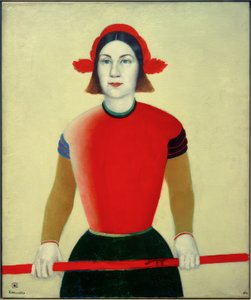 Dziewczyna z czerwonym personelem autorstwa Kazimir Severinovich Malevich