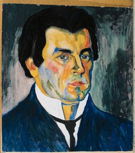 Autoportret (akwarela i szablon na papierze) autorstwa Kazimir Severinovich Malevich