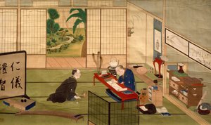 Studium kaligrafa, autorstwa Kawahara Keiga (1786-ok. 1860), akwarela, Japonia, cywilizacja japońska, pocz. XIX w.