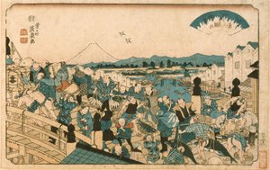 Przejaśnienie na moście Nihonbashi autorstwa Keisai Eisen