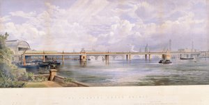 Hungerford Bridge, Charing Cross, Londyn, 1863