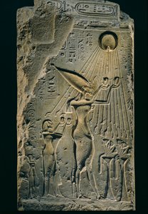 Relief przedstawiający Echnatona pod Atenem, balustrada, Amenhotep IV. Jako faraon, Echnaton jest..., 2009 (zdjęcie) autorstwa Kenneth Garrett