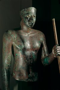 Posąg Pepi I, miedź z inkrustowanymi oczami z wapienia i obsydianu, ze świątyni H..., 2002 (zdjęcie) autorstwa Kenneth Garrett