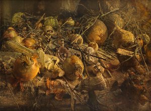 Martwa natura z cebulą (olej na płótnie) autorstwa Kenneth Newton