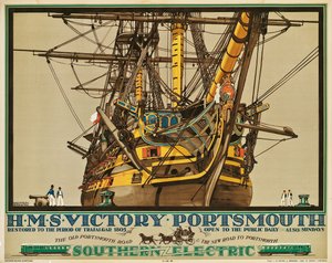 H.M.S. Victory, Portsmouth, plakat reklamujący Southern Electric Railways (kolor lito)