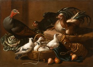 Drób w kuchni, połowa XVII w. autorstwa Kerckhoven