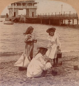 Gra na plaży c1900 autorstwa Keystone View Company