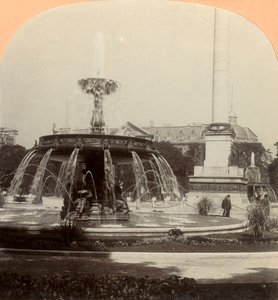 Plac Królewski, Fontanna, Stuttgart, Niemcy, 1896. autorstwa Keystone View Company