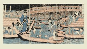 Ochłodzenie przy moście Ryogoku autorstwa Kikugawa Eizan