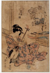 Japonia sztuki: muzyk. Grafiki Eizana Kikugawy (1787-1867) XVIII-wieczne Rennes, Musee des Beaux Arts
