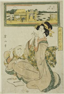 Sanktuarium Benzaiten w Shinobugaoka (Shinobugaoka Benzaiten), z „Modnych ośmiu widoków wschodniej stolicy (Furyu Toto hakkei)” autorstwa Kikukawa Eizan