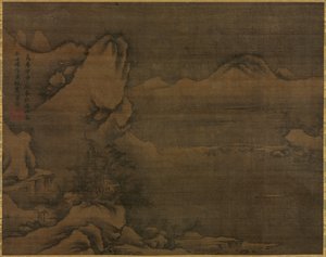 Śnieżny krajobraz z postaciami autorstwa Kim Si (Korean