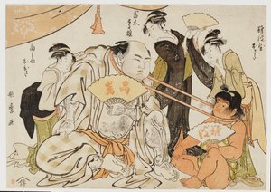 Gra w wciąganie szyi autorstwa Kitagawa Utamaro