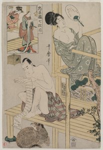 Akt VII z cyklu „Skarbiec wiernych wasali” autorstwa Kitagawa Utamaro