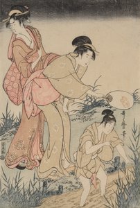 Łapanie świetlików pod wierzbą (po prawej) autorstwa Kitagawa Utamaro