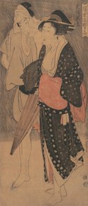 Para pod wieczornym prysznicem..., ca. 1800. autorstwa Kitagawa Utamaro