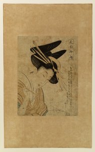 Kurtizana z kartką i pędzlem autorstwa Kitagawa Utamaro