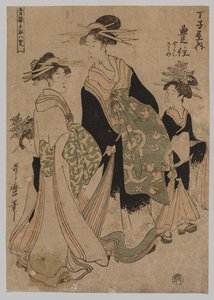 Kurtyzany i pomocnicy, 1753-1806. autorstwa Kitagawa Utamaro