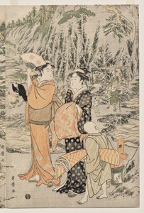 Łowienie ryb na skale deski do krojenia w Enoshima autorstwa Kitagawa Utamaro